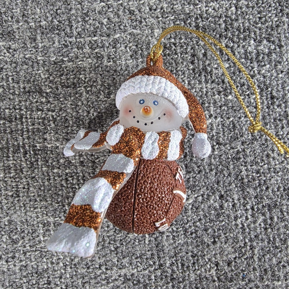 Texas Longhorns Snowman Basketball Christmas Ornament Burnt Orange Glitter